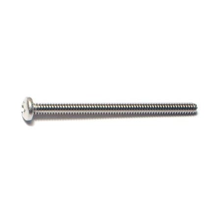 #6-32 x 2 in Phillips Pan Machine Screw, Plain 18-8 Stainless Steel, 15 PK
